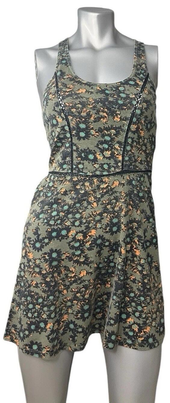 Rvca Dress Women’s Multicolor Floral Racerback Fit Flare Whimsygoth Y2K Indie